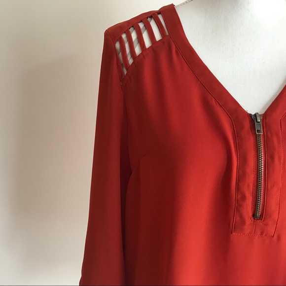 Forever 21 Rust Colored Zipper Front Blouse - Picture 4 of 5